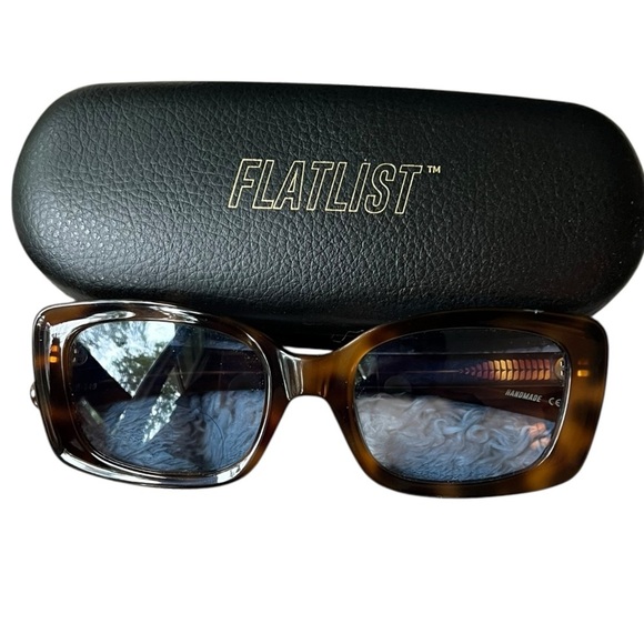 🌻NEW w/tags Flatlist Eazy Brown Tortoise Blue Tint Eyewear | Atmos - Picture 3 of 12